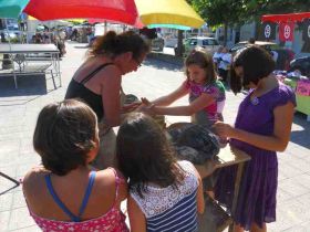 Taller en vivo de torno alfarero de pie en San Esteban 2013